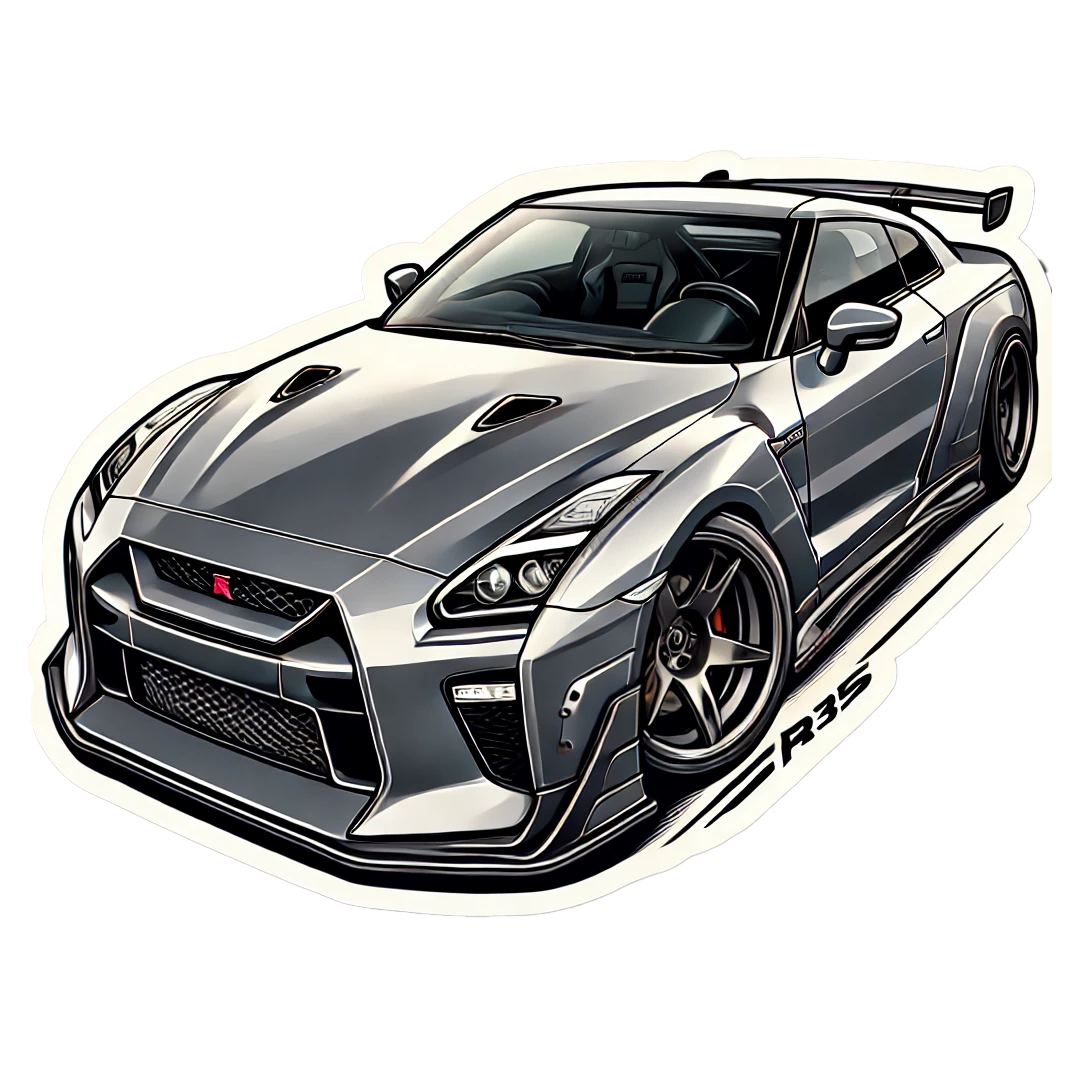 R35 GTR Cartoon Sticker